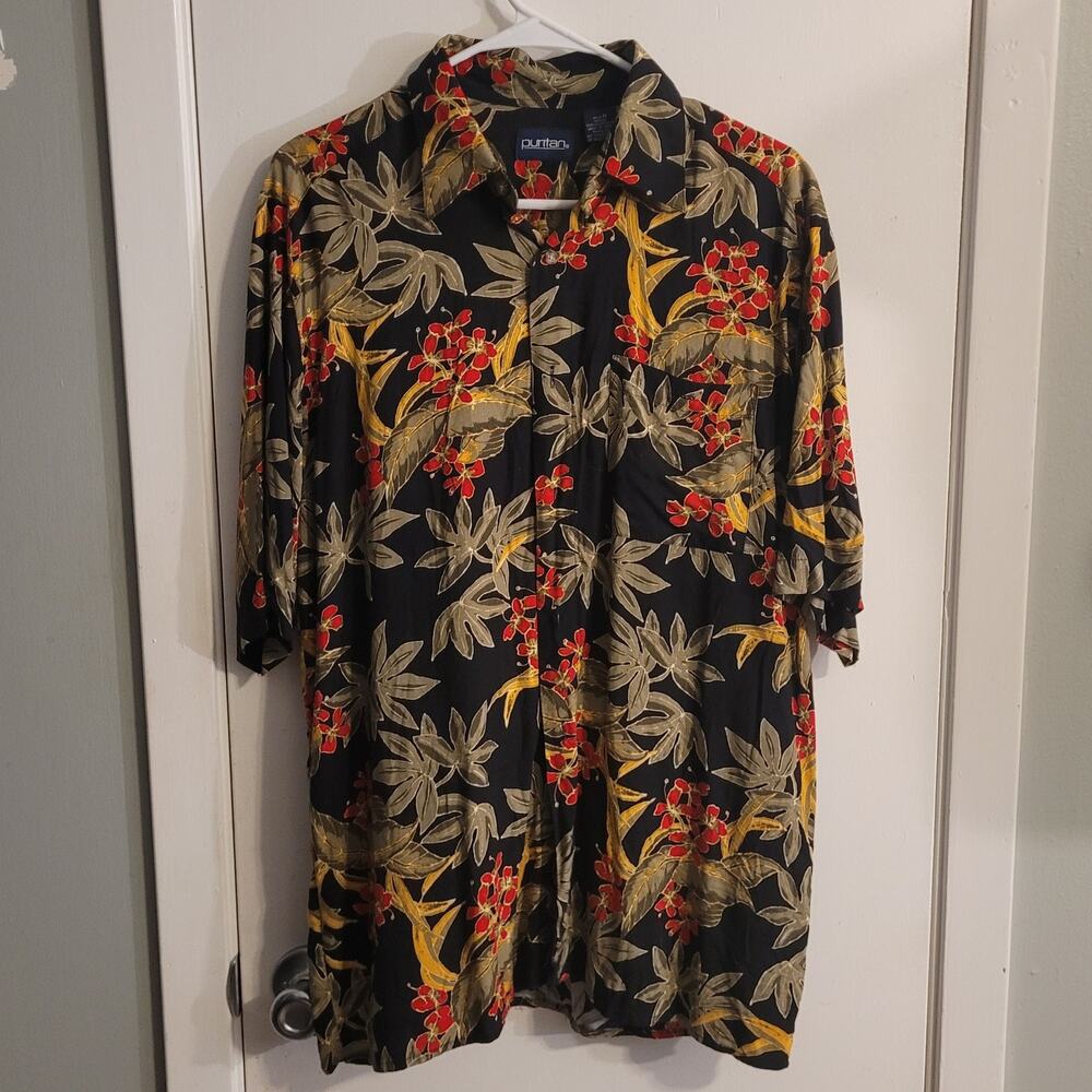 Vintage Puritan Tropical Camp Shirt Mens M Resortwear Yacht Club Casual